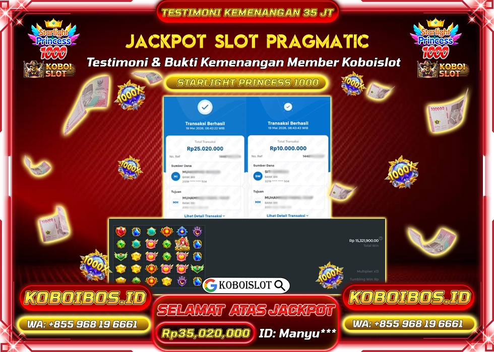 BUKTI KEMENANGAN ID Manyu*** SLOT GACOR STARLIGHT PRINCESS 1000 Rp35.020.000,- LUNAS